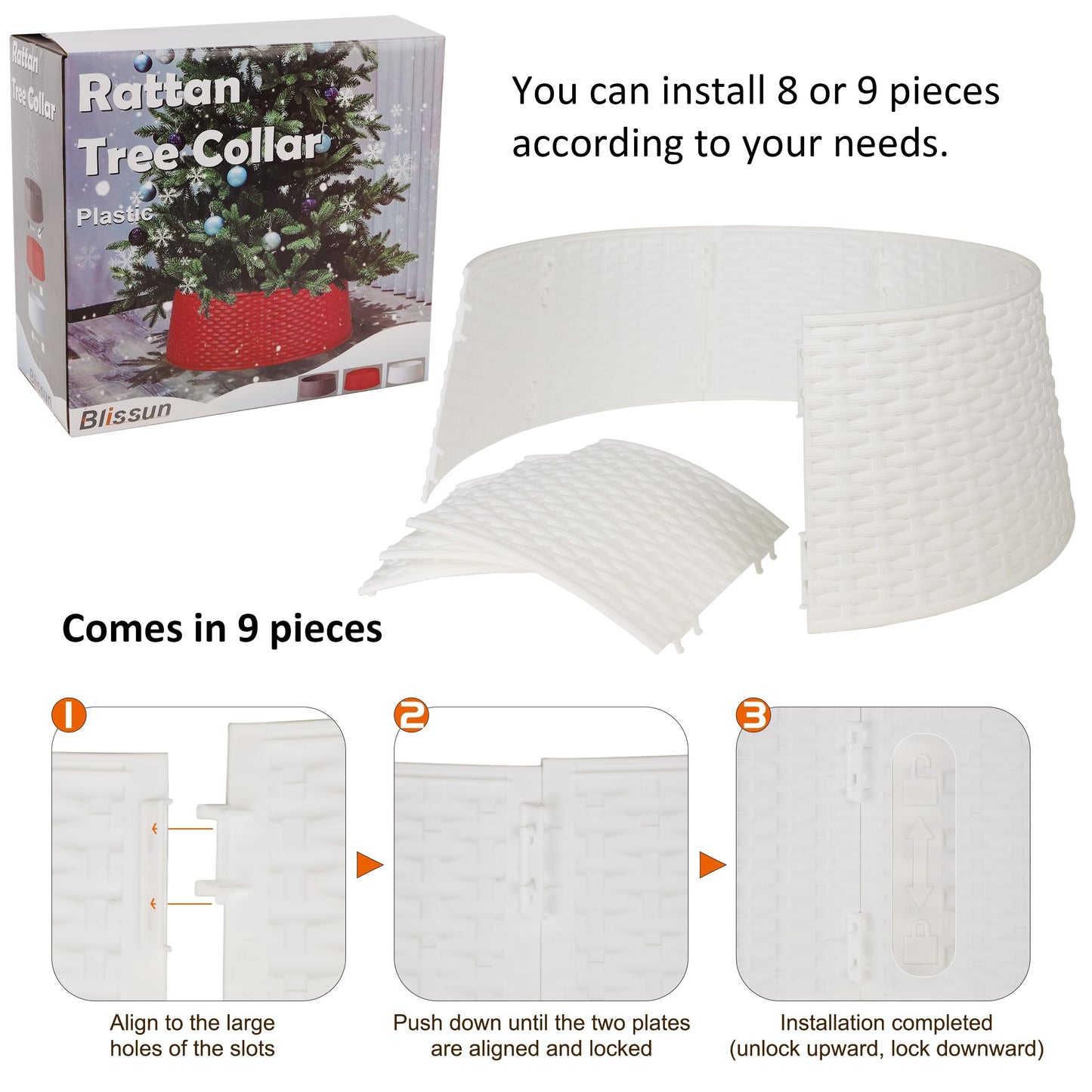 Blissun Christmas Tree Ring, 28.5" Plastic Christmas Tree Collar, Christmas Tree Skirt for Artificial Christmas Trees Decoration (Extra Large, White)