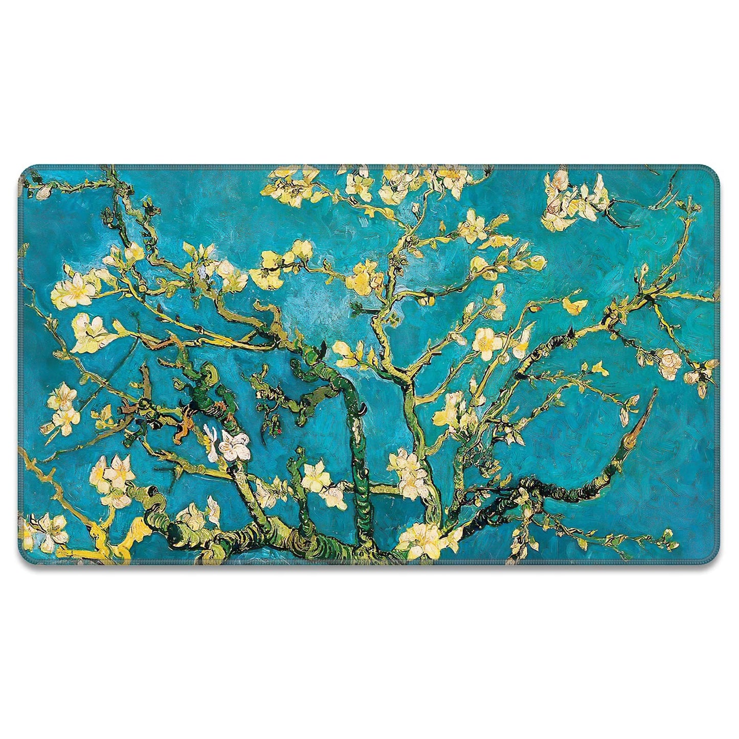 Rnivvi Front Door Mat, 30"x17" Flower Theme Indoor Outdoor Welcome Mat, Heavy Duty Low Profile Anti-slip Entryway Rug for Home Entrance, Floor, Patio Entry, Mud Room, Cute Van Gogh Almond Tree Doormat