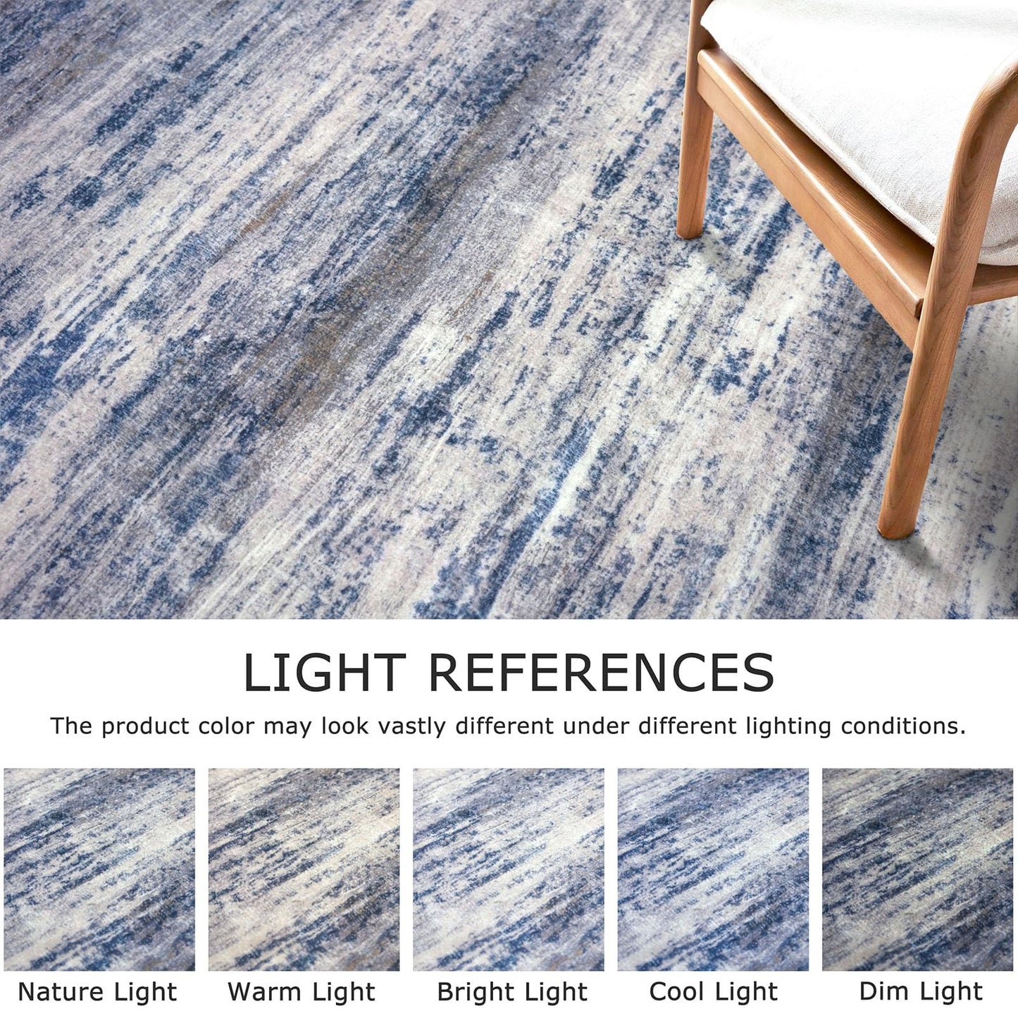 KOZYFLY Modern Abstract Washable Rug Runner 2x6 Runners for Hallways Non-Slip Soft Kitchen Runner Rugs, Print Grey-Blue Striped Carpet Runner for Entryway Bathroom Laundry Room Foyer