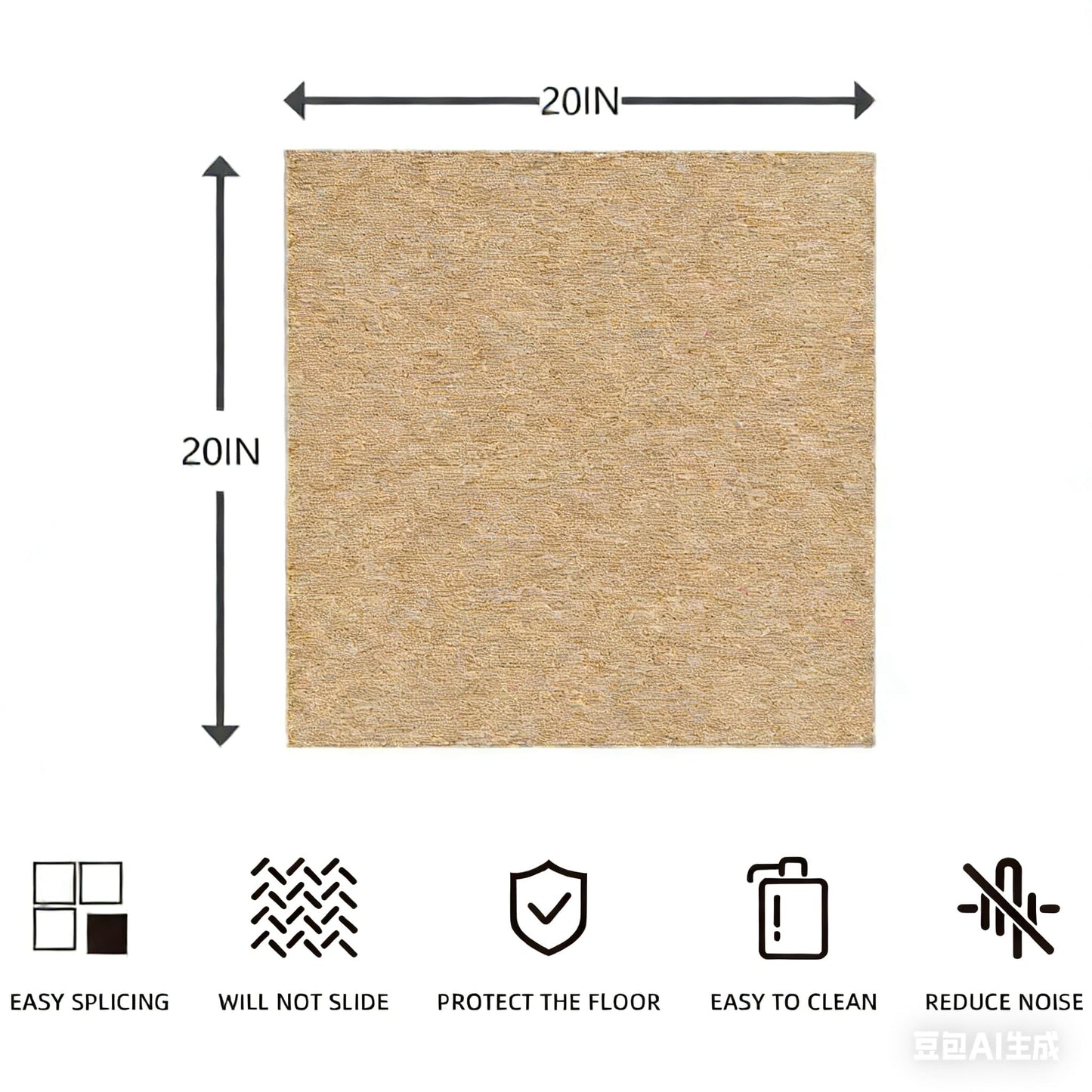 12-Pack Carpet Tiles & Squares (32 Sq Ft) | 20"x20" Commercial Grade with 0.24" Pile | Non-Slip PVC Backing & Polypropylene Face for Easy DIY Installation (Camel)