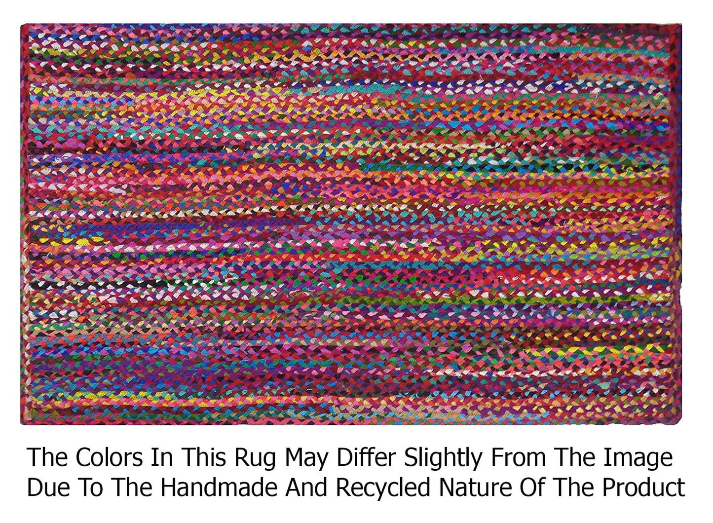 COTTON CRAFT Cotton Chindi Braid Rag Rug - Boho Farmhouse Rustic Area Accent Throw Rug - Handwoven Reversible Natural Recycled Cotton - Living Room Den Study Home Décor Gift - 2' x 3' - Multi Color