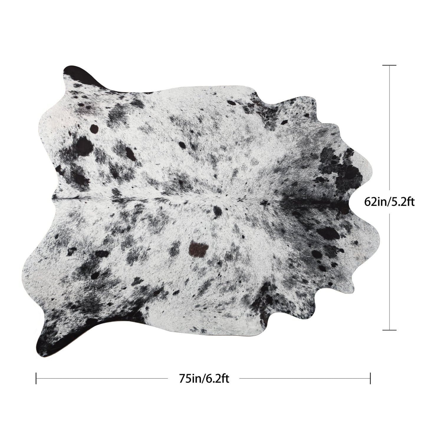 SUNYIWEI Faux Cowhide Rug, 5.2 x 6.2 ft Cowhide Rug for Living Room, Bedroom, Wall - Non-Slip,Gray White Black