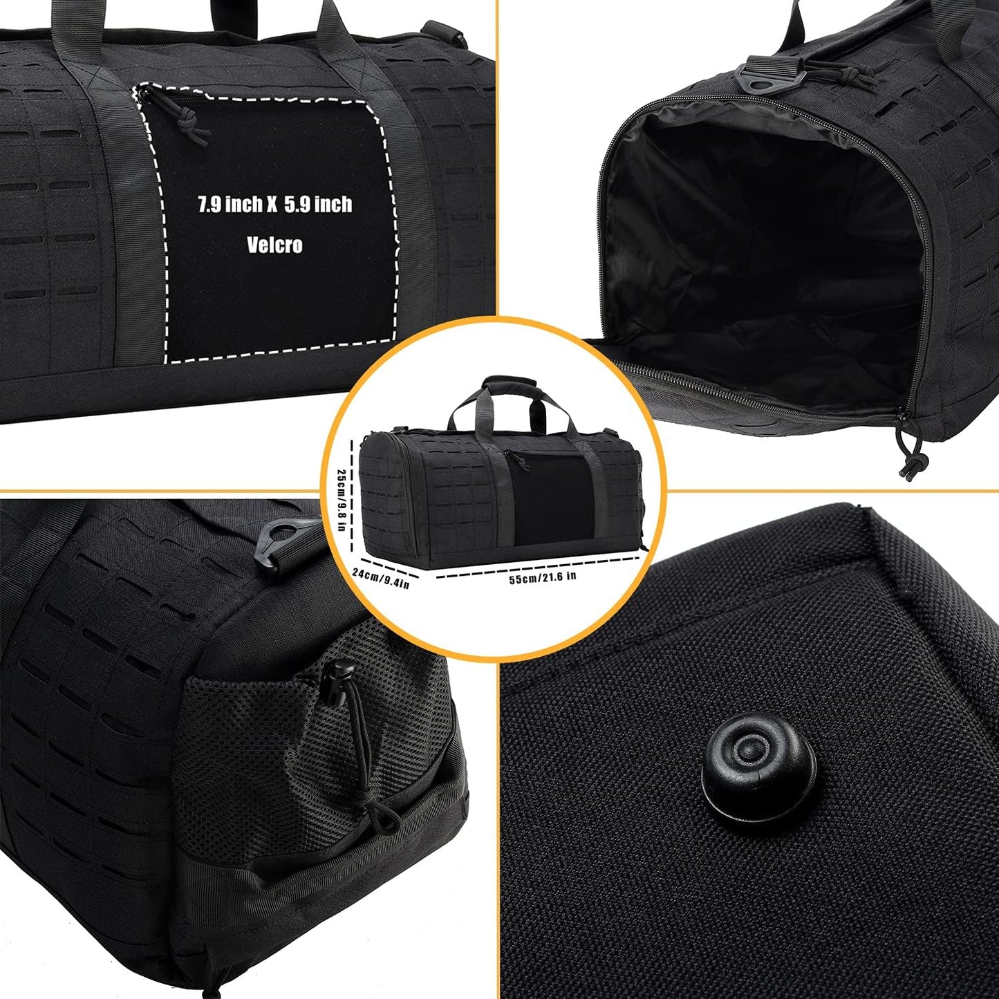 QT&QY 40L Military Tactical Duffle Bag For Men Sport Gym Fitness Tote Travel Training Workout With Shoe Compartment Basketball Football Weekender