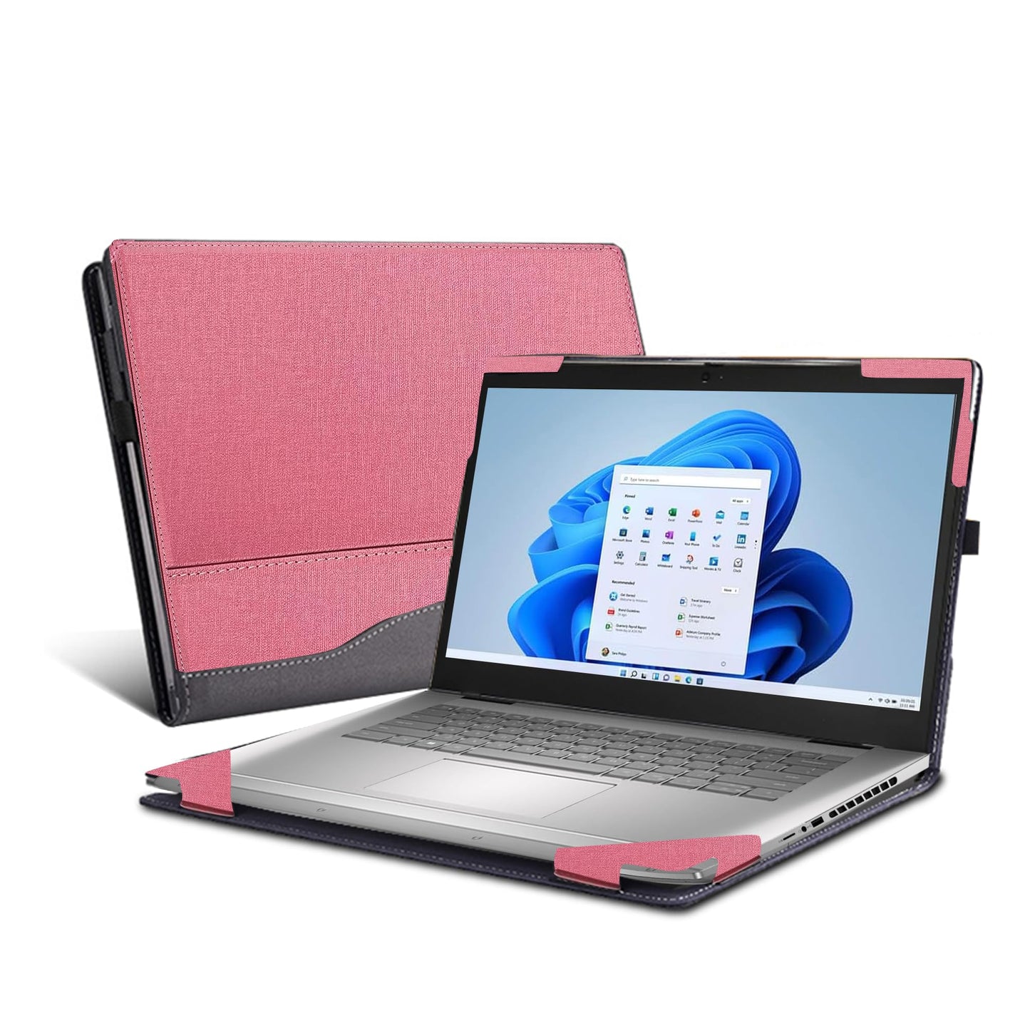 VEVOOD Laptop Cover for Dell inspiron 16" 7635 7640 Vostro 5620 5625 5630 7610 7620 7630 7640 2-in-1 Case All Inclusive Drop Case 16inch PU Leather Inside Pocket Cover (Pink)