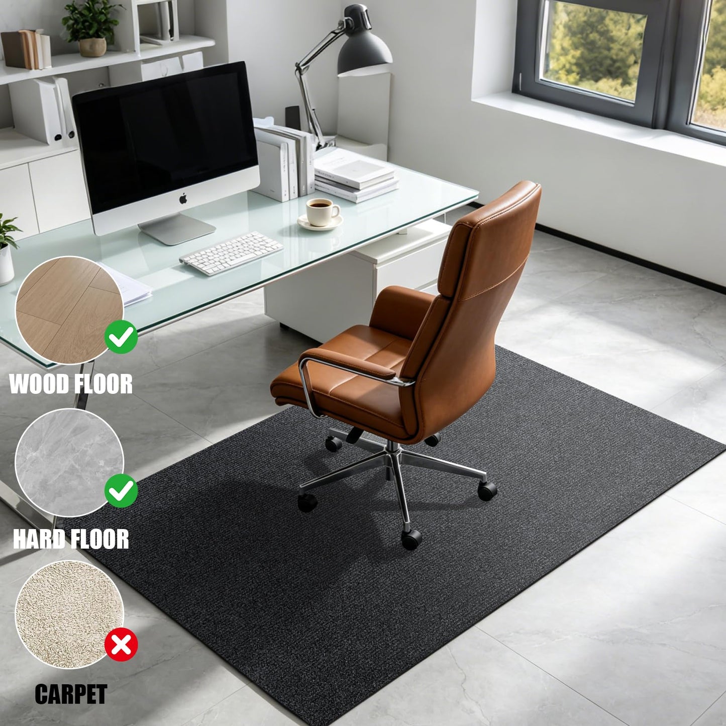 Jtshy Office Chair Mat for Hardwood & Tile Floor, 47 x 35 Inches Chair mat for Carpet Computer Gaming Chair Mat for Anti-Slip,Floor Protector,Noise Cancellation for Home Office,Gray