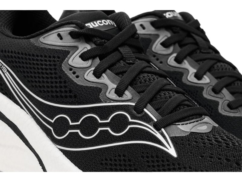 Saucony Women's Ride 19 Sneaker, Black/Silver, 8.5