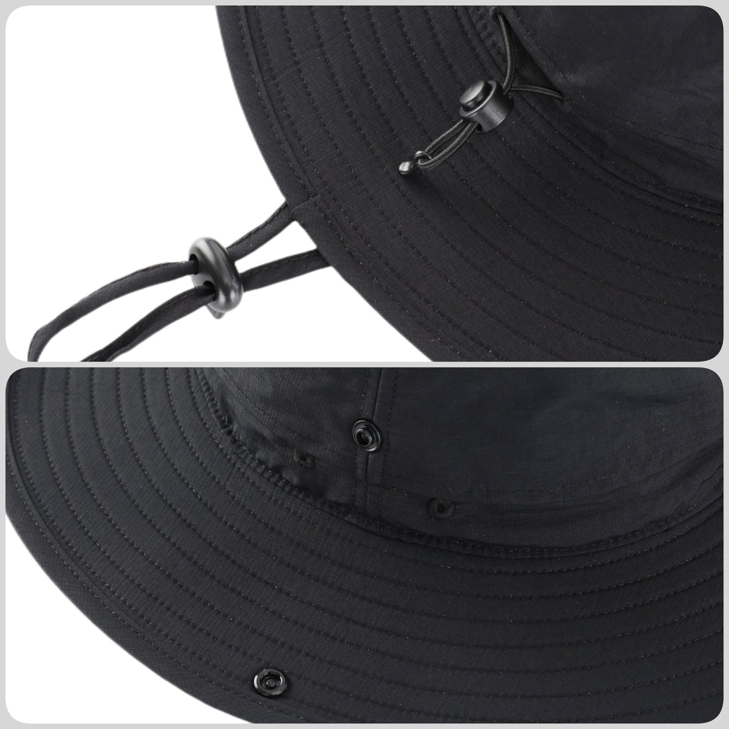 Connectyle Mens Womens Wide Brim Safari Bucket Hat UV Sun Protection Fishing Hiking Hats Outdoor Summer Cowboy Hat Black