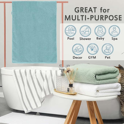 VOOVA & MOVAS Hunter Green Bath Towels, Bath Towels Set of 4, Large 30" x 56"