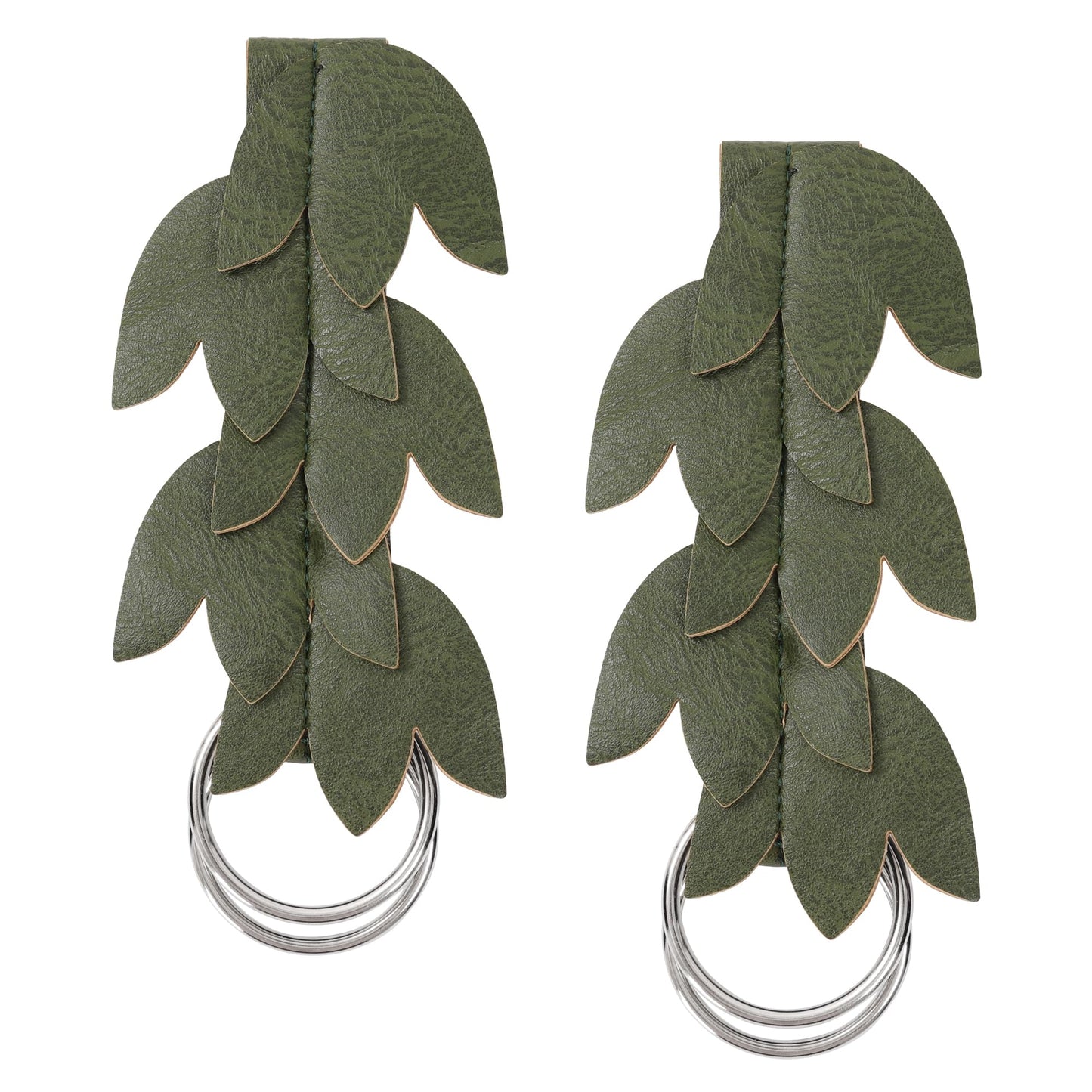 FURPHI Renaissance Skirt Hikes Faux Leather Leaf Medieval Ren Faire Cosplay Dress Waistband Accessories 2PCS Green