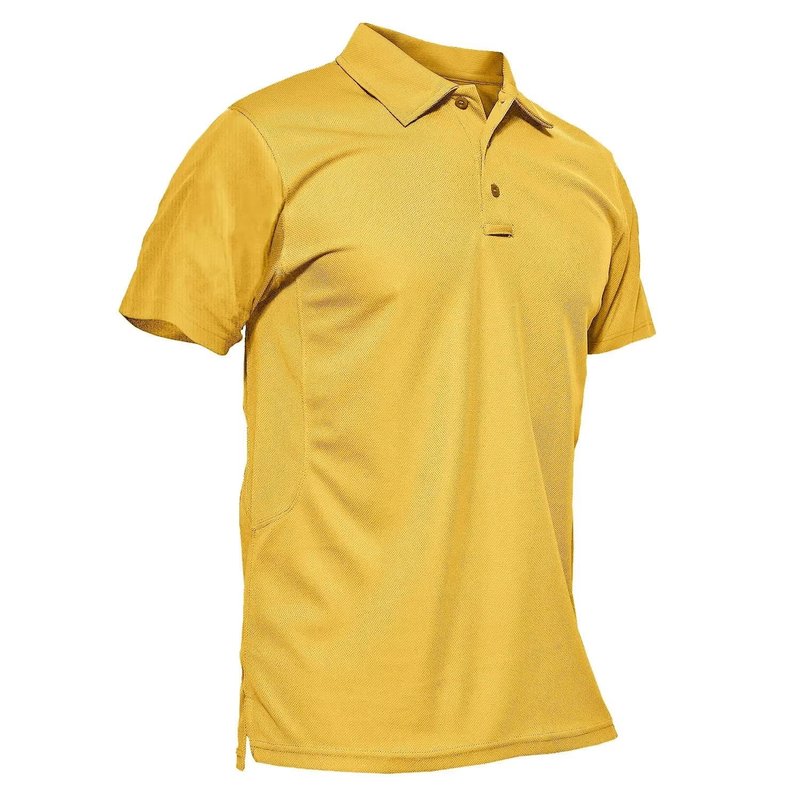 MAGCOMSEN Mens Polo Shirts Short Sleeve Work Polo Golf Casual Quick Dry Performance Summer Shirts Yellow M
