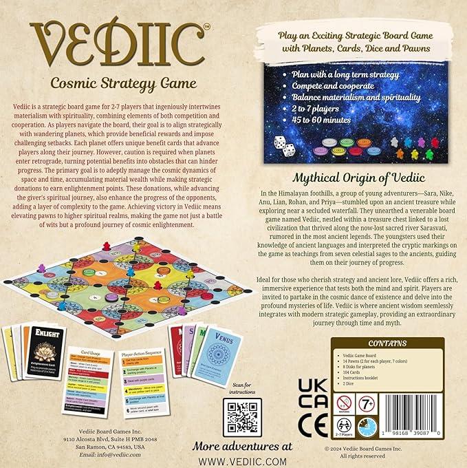Vedic Board Game - Strategy Board Game for Adults Teens and Family. Embark on a Cosmic Adventure of Planetary Strategy 2 to 7 Players | Vediic