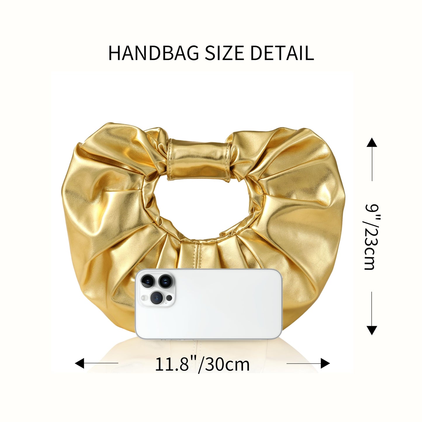 JENSVOIR Clutch Purse for Women - Gold Evening Clutch PU Leather Pleated Bag Designer Purse for Party Prom Wedding