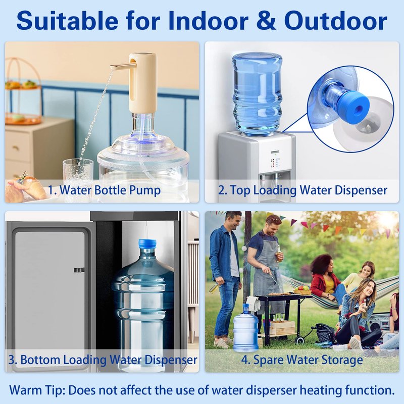 Gofriipai 3 and 5 Gallon Water Jug Cap, Silicone Reusable Replacement Cap, Non Spill Bottle Caps for 55mm Bottle Water Dispenser Caps - Pack of 5