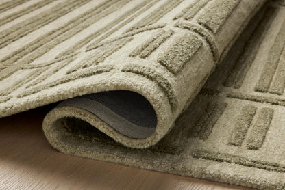 Loloi Chris Loves Julia Bradley Collection, Sage & Olive, 5'-0" x 7'-6" Area Rug – Classic Striped Area Rugs for Living Room, Bedroom, Entryway & Hallway, High Traffic Area Home Decor Rug