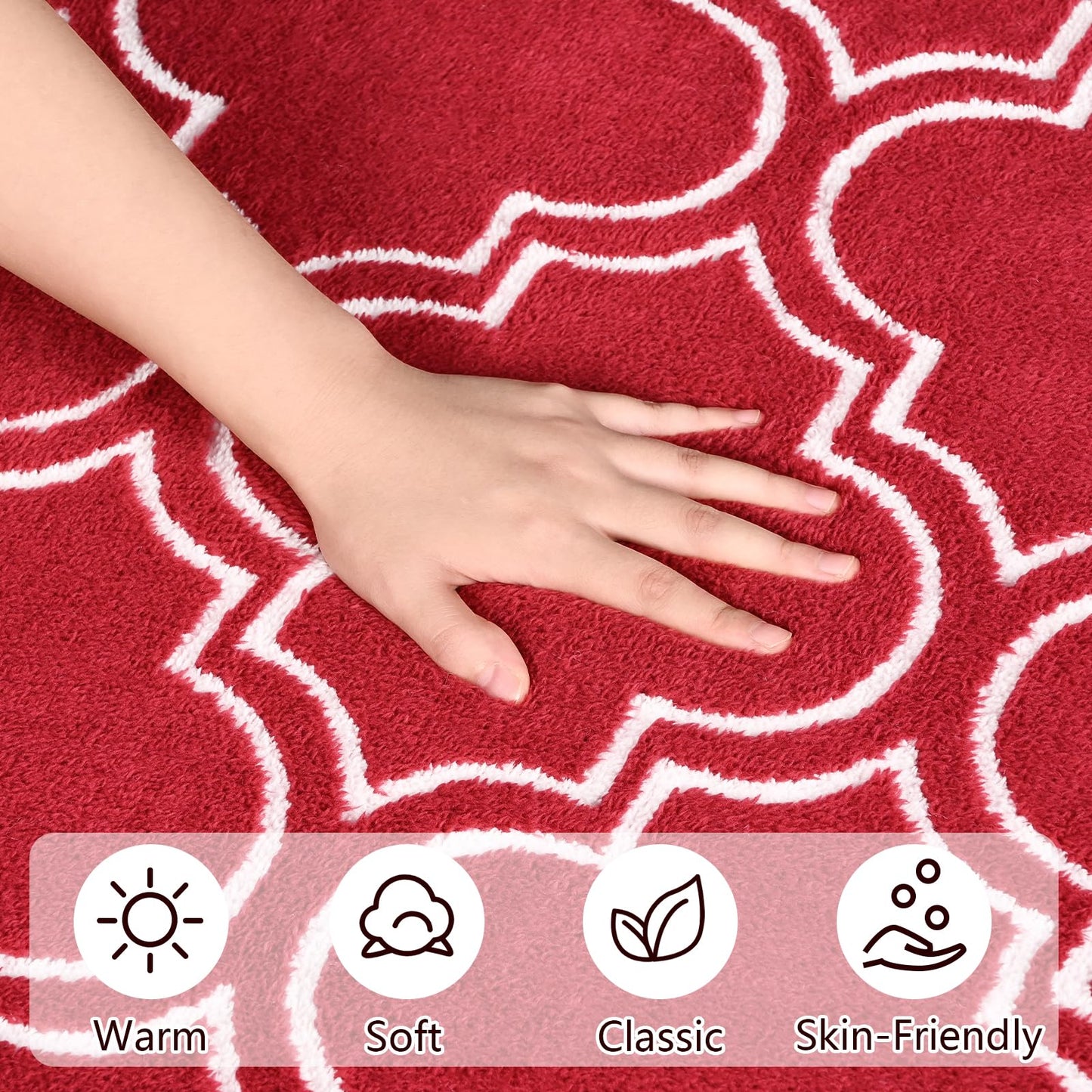 Amearea Fluffy Indoor Area Rug, Soft Trellis Moroccan Rugs for Bedroom, Shag Modern Area Rug for Living Room Kids Room Nursery, Easy Clean, Home Decor Low Pile Carpet, Wine Red 7x10 Feet