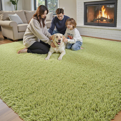 8x10 Area Rugs for Bedroom Living Room, Large Area Rug Shag Carpet Soft Plush Furry Bedside Rug, Machine Washable Area Rugs for Kids Home Decor(8 x 10, Grass Green)