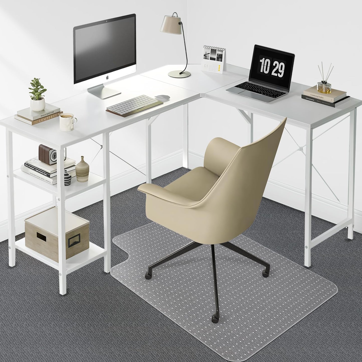 Heavy Duty Office Chair Mat for Carpet Floors & Desk Mat for Carpeted Floors - Clear Floor Protector with Extended Lip | Slip-Resistant, Easy Glide 36"x48" for Low/Flat Pile - Home, Office & Gaming