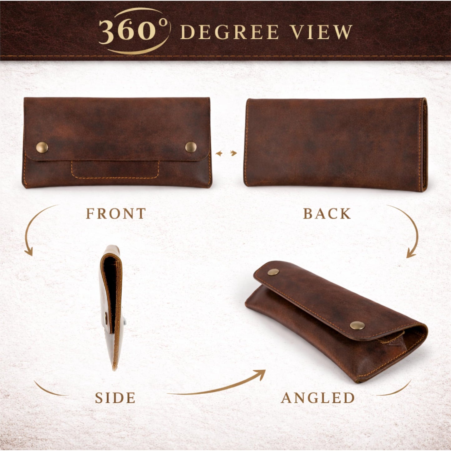 TheAntiq Leather Money Bag Currency Organiser Pouch, Dollar Bills Holder, Bills Organizer with Mobile Pocket, Money Envelope For Men and Women (Brown)