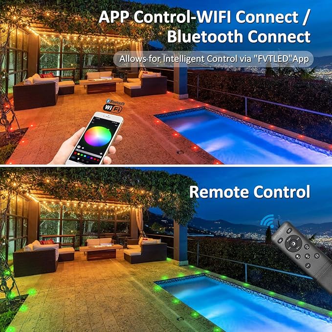 INDARUN RGB Deck Lighting φ1.22 Deck Lights Outdoor Waterproof, 12V Low Voltage Deck Lights with Remote, Smart Deck Stair Step Light Work with Google Alexa, Landscape Lighting for Floor Pathway Patio
