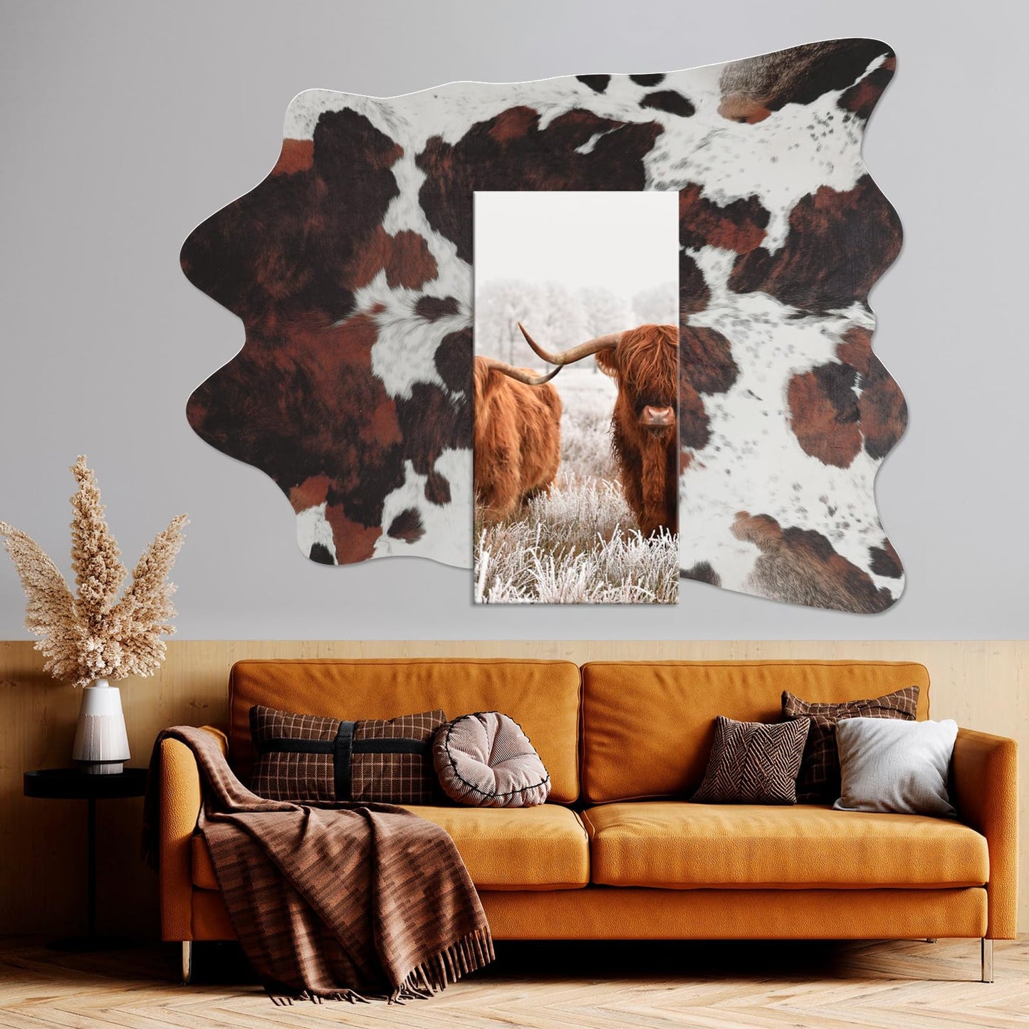 Faux Cowhide Rug 7.6x6.2 ft Cow Print Rug Cow Hide Carpet Animal Print Rugs Non Slip Area Rug for Bedroom Living Room Dining Room Western Decor