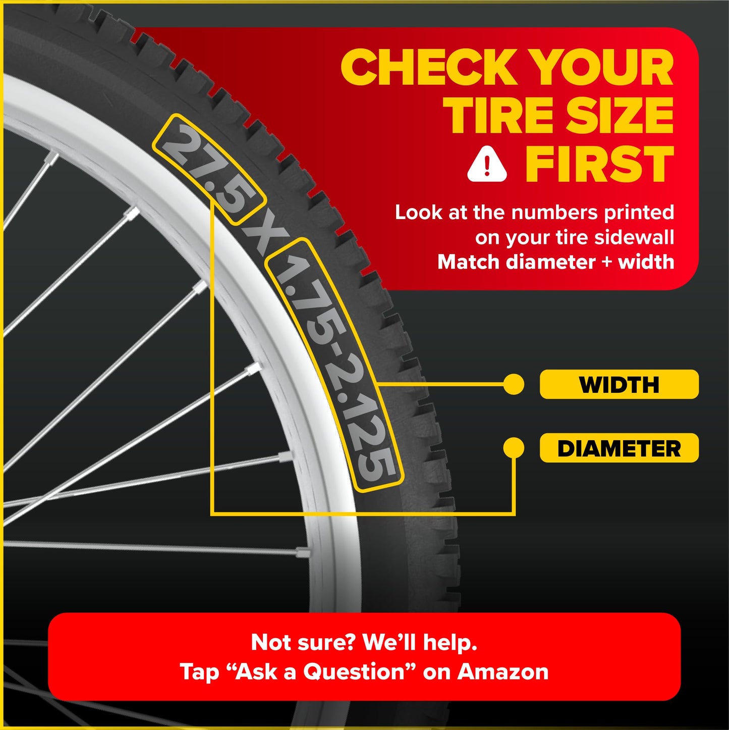 Ultraverse 27.5" Bike Inner Tubes 27.5 x 1.75, 1.95, 2.10, 2.125 – Butyl Rubber Bicycle Tubes with Schrader Valve – Compatible with Mountain, Cruiser, City & E-Bikes – Set of 2