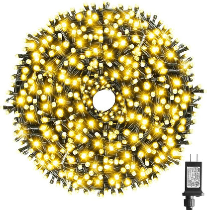 XTF2015 262FT 800 LED Christmas String Lights, Christmas Lights End to End Plug 8 Modes Memory Function with Timer, UL Certified Outdoor Indoor Fairy Light Christma s Tree, Patio, Party (Warm White)
