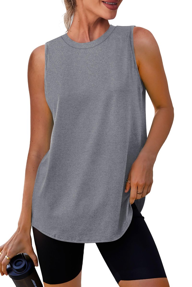 Tank Top for Women Summer Loose Fit Yoga Top Sleeveless Gym Shirt Running Athletic Tank Grey XL