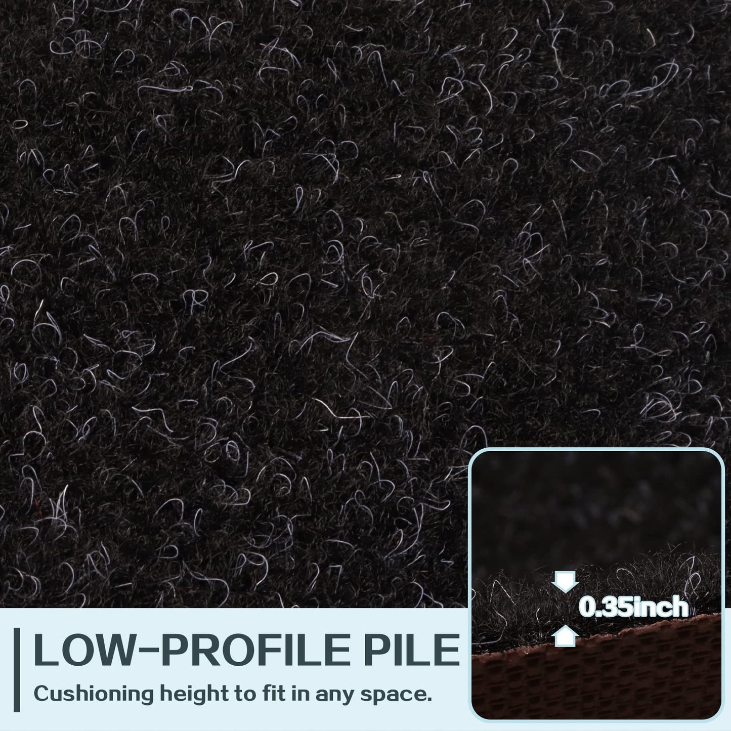 Heyroll Custom Size Hallway Runner Rug, Backed Non-Slip Waterproof, Washable Outdoor Indoor Carpet for Floor, Entryway, Kitchen, Laundry, Balcony, Garage 2' x 6', Black