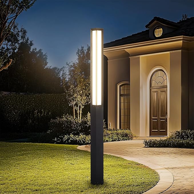 Landscape Path Light, 92" Modern Outdoor LED Luxury Bollard Lighting with IP65 Waterproof for Lawn Courtyard Driveway Pathway Decoration