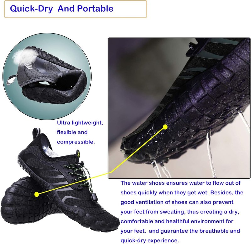 Water Shoes for Men & Women - Quick Dry Barefoot Aqua Footwear for Swimming, Beach, & Hiking | Lightweight & Flexible