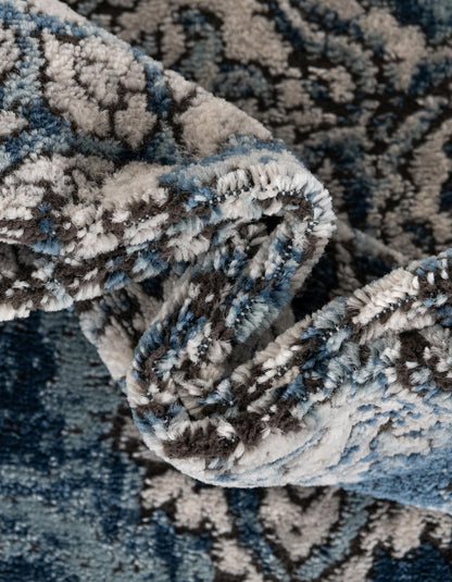 Unique Loom Nyla Collection Area Rug - Smile (6' 1" x 9' Oval Blue/Light Blue)