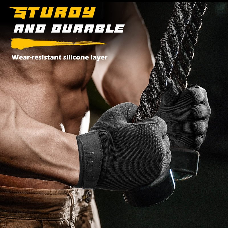 FREETOO Full-Finger Workout Gloves for Men, Padded Gym Gloves with Excellent Grip and Palm Protection, Touch Screen Friendly