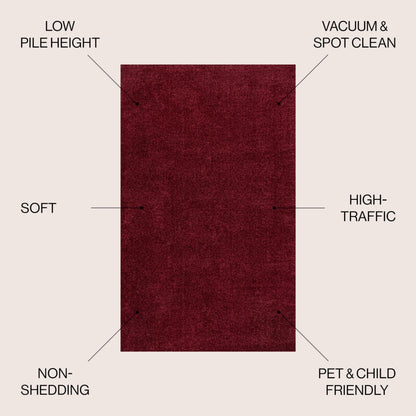 JONATHAN Y Haze Solid Low-Pile Dark Red Indoor Area Rug 3x5, Coastal,Bohemian,Minimalist,Classic, Easy-Cleaning for Living Room,Bedroom,Kitchen,Pet Friendly,Non-Shedding (SEU100Q-3)