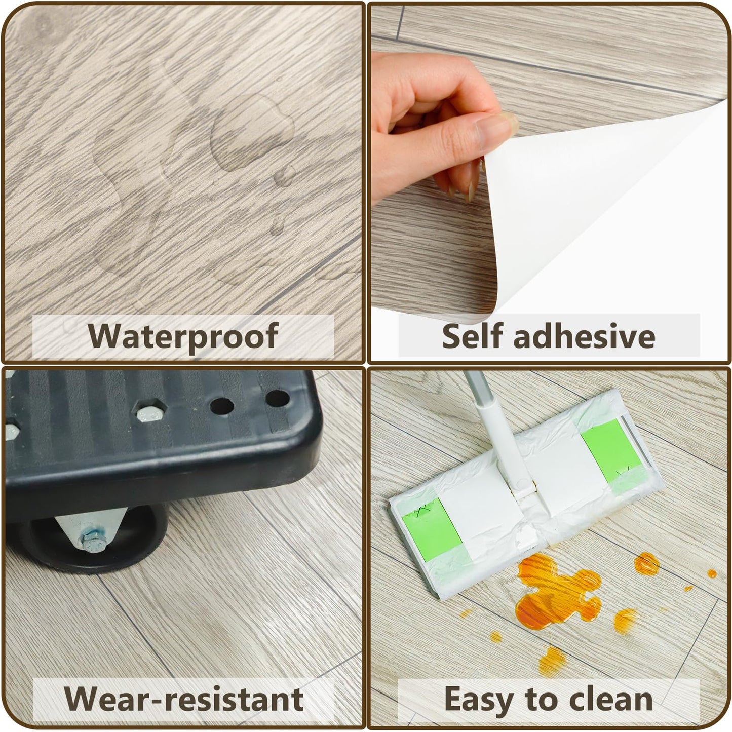 WIFEA Self Adhesive Vinyl Flooring Roll 23.6"x 393"/64 Sq.Ft Wood Grain Peel Stick Floor Tiles, Wear-resistant and Waterproof Vinyl Plank Flooring for Bedroom Living Room Office Balcony RV Light Brown