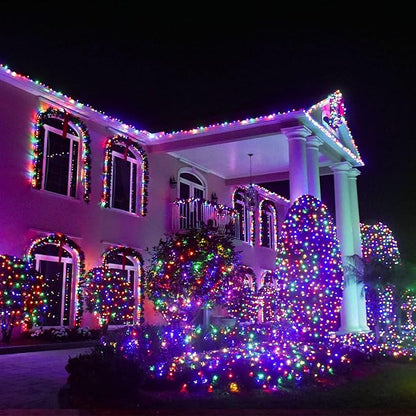 JMEXSUSS 163ft 500 LED Multicolor Christmas Lights Outdoor, Waterproof Clear Wire Colorful String Light, 8 Modes Christmas Tree Lights Plug in for Patio Wedding Party Yard Xmas Tree Decor(Multicolor)