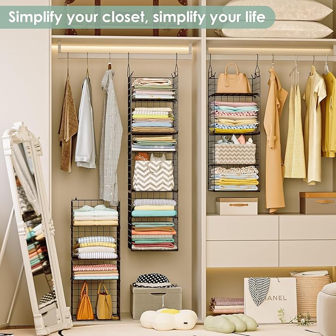6-Tier Closet Hanging Organizer Shelves, Hanging Closet Organizer and Storage
