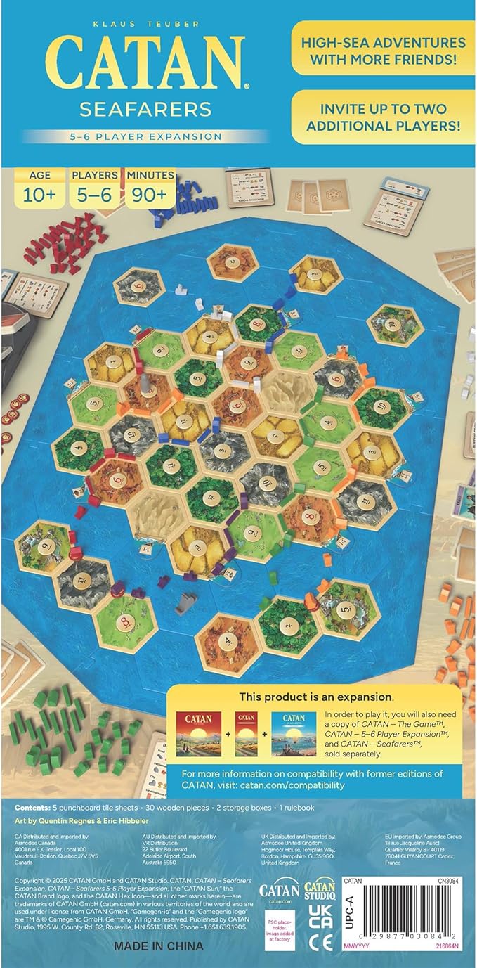 CATAN Seafarers 5-6 Player Board Game Expansion (6th Edition) Add More Players to Your Adventure Strategy Game for Kids &amp Adults Ages 12+ 3-6 Players 60-90 Minute Playtime