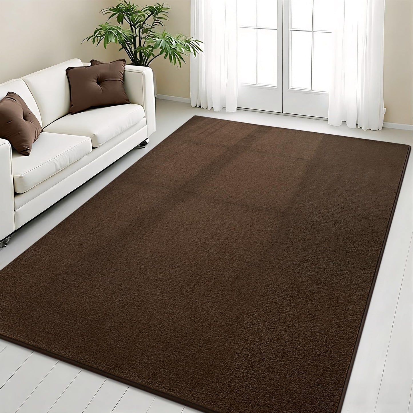 Vasofe 4x6 Area Rugs for Bedroom Living Room, Brown Rug Modern Thickened Memory Foam Throw Carpet, Super Soft Kids Boys Girls Room Rug, Non-Slip Washable Carpets for Dorm Nursery Classroom Office