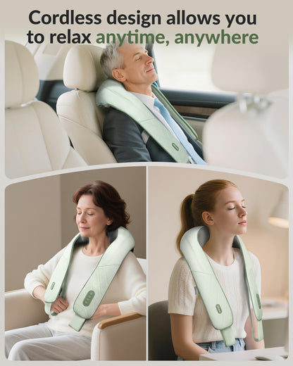 Snailax Cordless Massager - Shiatsu Neck and Shoulder Massager with Heat, Portable, Lumbar, Back Electric Massage Pillow, Christmas Gift