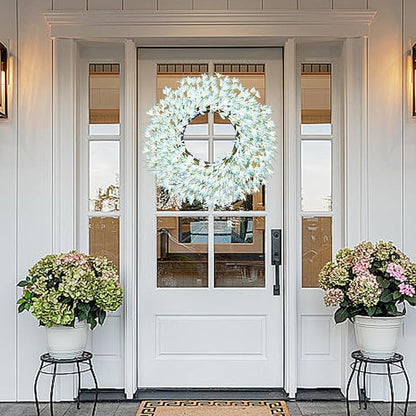 Large Summer Spring Wreaths for Front Door 26 Inch Spring Summer Door Wreath Easter Wreaths for Front Door Wild Floral Wreath for Farmhouse Porch Wall Wedding Living Room Home Decor Aesthetic(Blue)