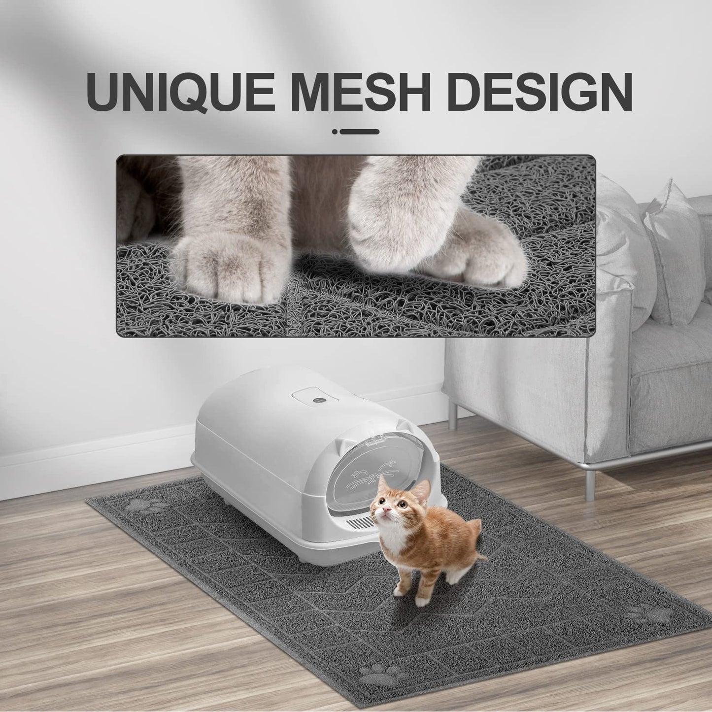 Motsamla Cat Litter Box Mat, 35" x 24" Large Kitty Litter Trapping Mat Keep Floor Clean, Litter Box Mat Scatter Control, Waterproof, Easy to Clean, Durable Large Size Litter Mats for Floor