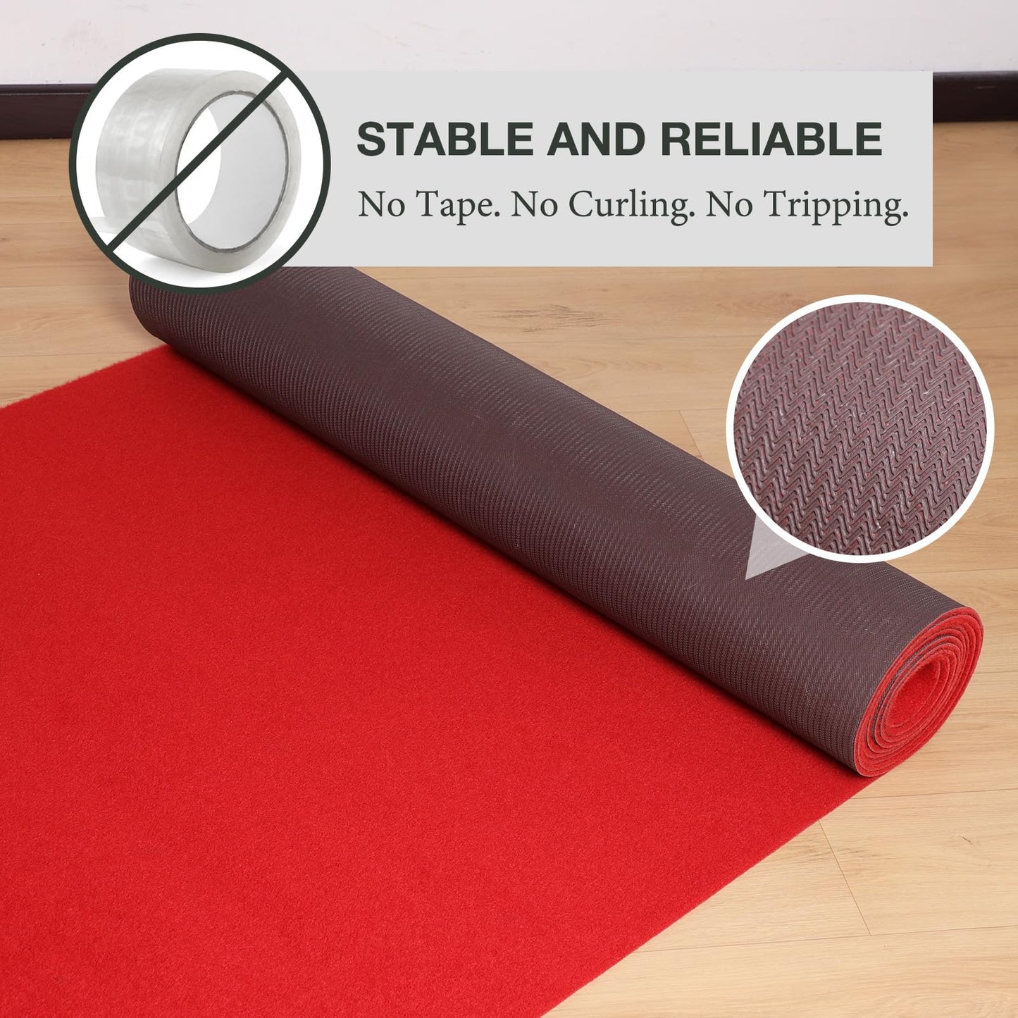 SALLOUS 450 GSM Extra Thick Red Carpet Runner 3 x 30 ft, Heavy-Duty Reusable Rug Runner for Party, Non-Slip Red Carpet with Rubber Backing, Aisle Runway Rug for Weddings, Events Decorations