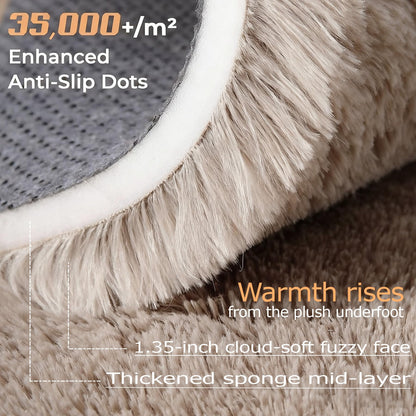 8x10 Area Rugs for Living Room: Fluffy Shag Soft Washable Rug Large Fuzzy Plush Indoor Carpet for Bedroom Nursery Playroom Kids Girls Boys Room (Camel, 8'x10')