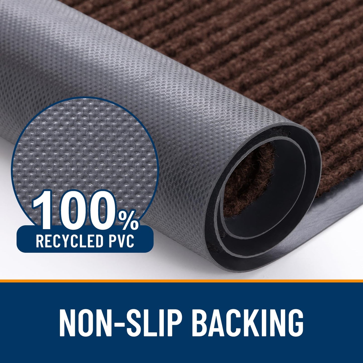 OLANLY Front Door Mat Indoor Outdoor Entrance, Waterproof Heavy Duty Doormat, Fade Resistant, Low Profile, Easy Clean Patio Porch Welcome Floor Mats for Entry, 59x34, Brown