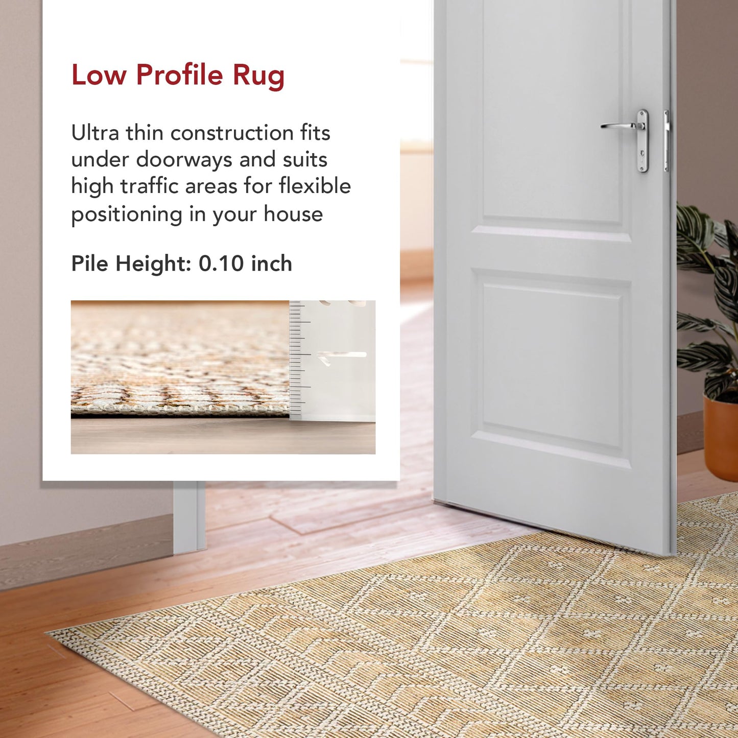 Nuloom Splashguard Úna Tan/Ivory, 4' x 6', Geometric, Soft and Cozy, High Traffic, Stain Resistant, Easy Clean, Durable, Machine Washable Area Rug for Bedroom, Living Room, Dining, Den, Foyer