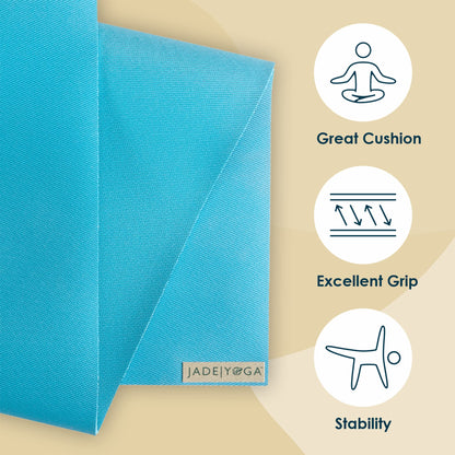 JadeYoga Harmony Yoga Mat - Durable & Thick Gym Fitness Mat, Non-Slip Natural Rubber Yoga Mat - Home Exercise & Stretching Mat, Workout Mat - Yoga, Pilates & Meditation for Women & Men