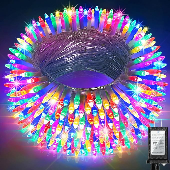 180 LED 59ft Christmas String Lights Indoor Outdoor, 8 Modes Christmas Fairy Lights with Timer & Momory, IP44 Waterproof Christmas Tree Lights for Xmas Patio Yard Fence Balcony Garden (Multicolor)