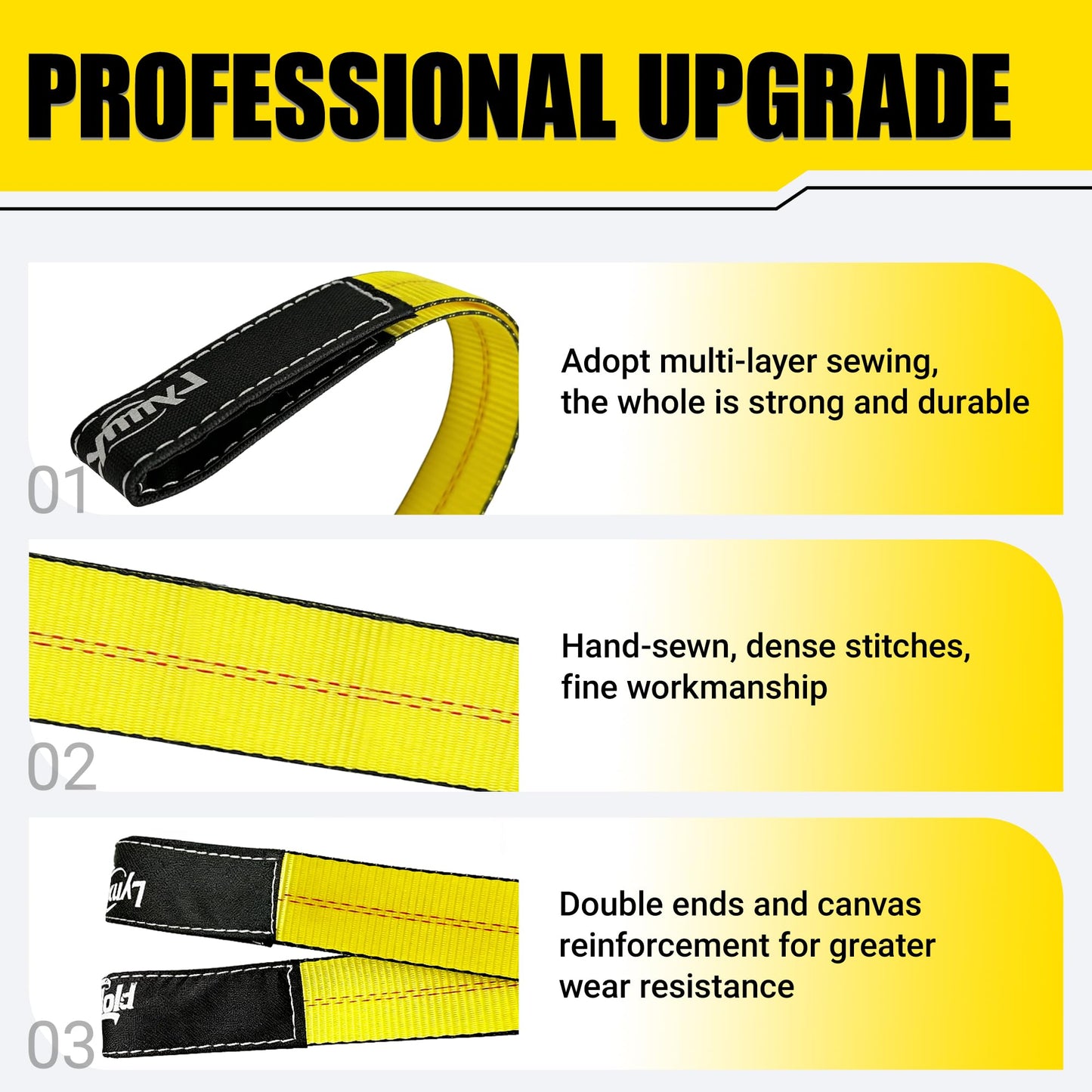 2''x 10FT Lift Sling Web Strap/Wear Guard End, Heavy Duty Flat Eye Lifting Sling with 15,000 lbs Reinforced Loops for Tree Saver Lifting Furniture Appliances Machine 2PK