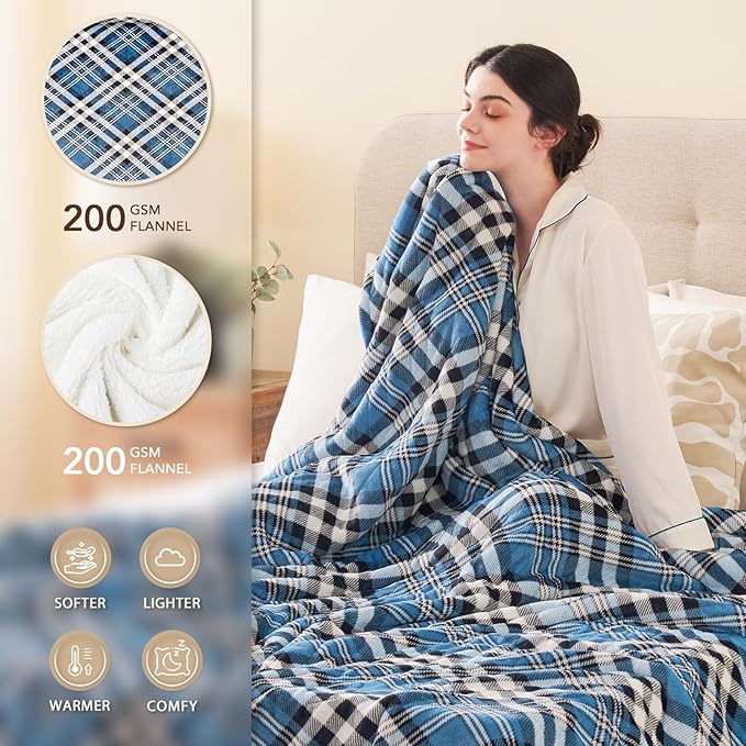 Homemate Electric Blanket Heated King Size - 100“x90“ Ultra Soft Cozy Flannel Heating Blanket with 10 Fast Heat Levels 8 Hours Auto Off Over-Heated Protection ETL Certification Keep Warm in Home