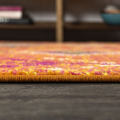JONATHAN Y Tribal Love Geometric Orange/Multi Indoor Area Rug, 4x6, Bohemian, Casual, Easy-Cleaning for Living Room, Bedroom, Kitchen, Pet Friendly, Non-Shedding (MOH105C-4)